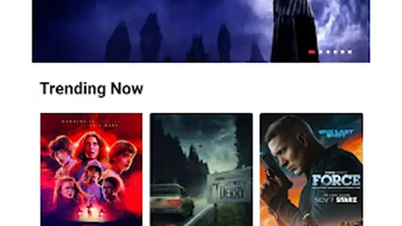 Look Series streaming screen with charts and poster grid